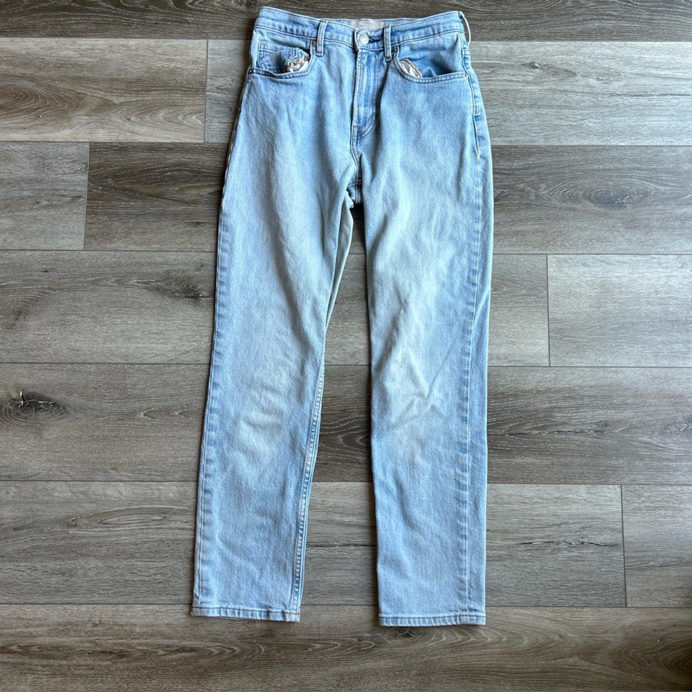 Everlane Blue Denim High Waist Straight Leg Jeans Womens Light Wash Casual 28